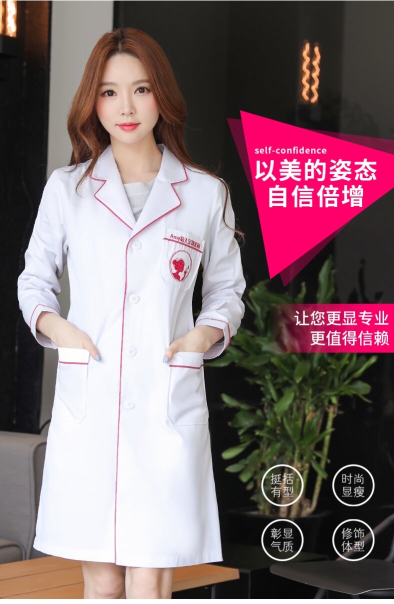 Customized doctor's clothing senior medical beauty consultant overalls tattoo embroidery coat plastic surgery clinic plus long