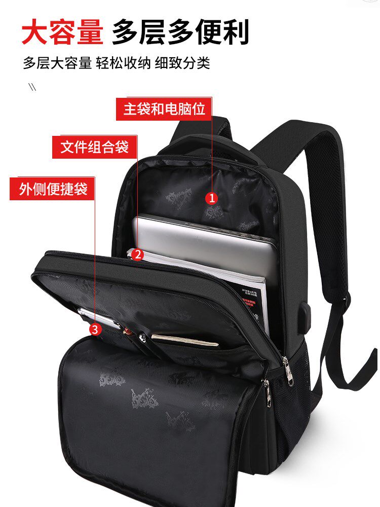 Seven Wolves Package Men Business Double Shoulder Pack 2021 New Men's Computer Travel Package Customized Capacity