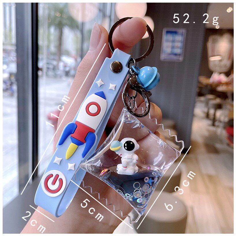 Crystal Cartoon Astronaut Key Button Male Floating Empty Space Bag Pendant Creative Custom Birthday Gift Camera