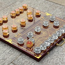 Extreme crystal chess Chinese chess gift package three-country statue board folding