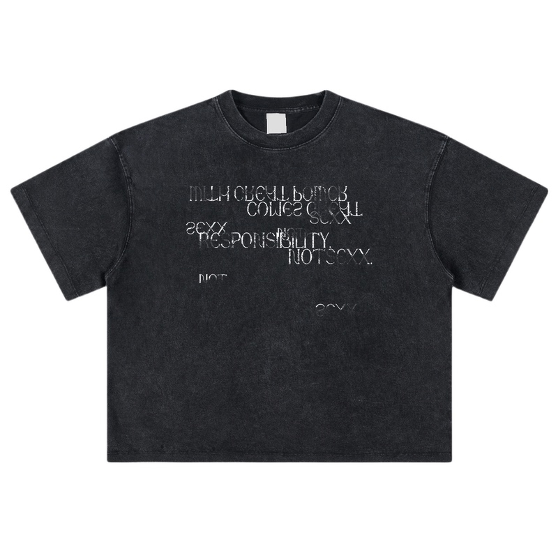 Notsexx the Greater the Ability, the Greater the Responsibility Vintage Digital Direct-Print 260g American-Style Boxy Short-Sleeve T-Shirt for Men