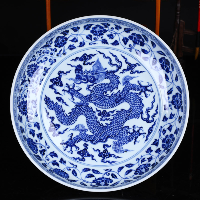 Furnishing articles offered home - cooked hand - made decorative plate of blue and white porcelain in jingdezhen porcelain tableware market checking ceramic fruit bowl