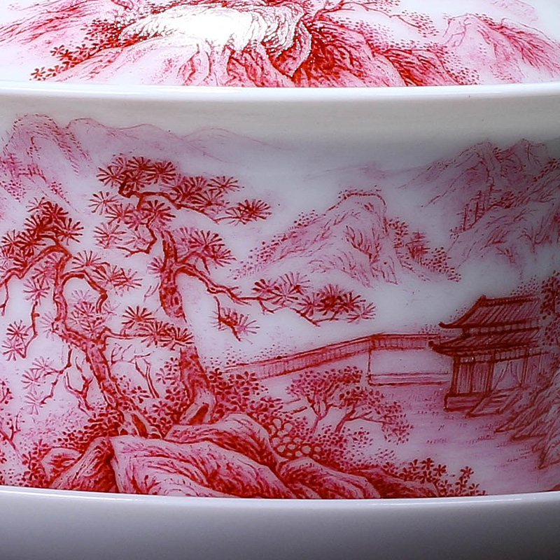Offered home - cooked in three tureen only pure manual tea ware jingdezhen porcelain ceramic tea set to use hand - made agate red tea cups