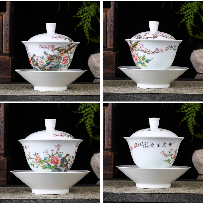 Offered home - cooked hand - made famille rose porcelain in only three tureen tea tea ware jingdezhen ceramics tea, pure hand to use