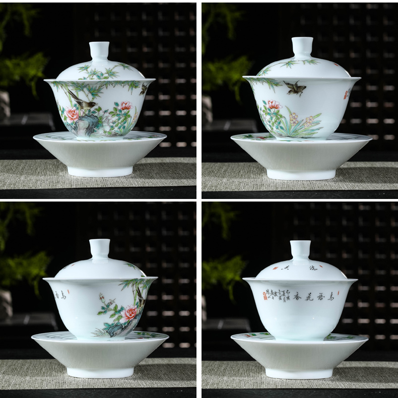 Offered home - cooked hand - made famille rose porcelain in only three tureen tea tea ware jingdezhen ceramics tea, pure hand to use