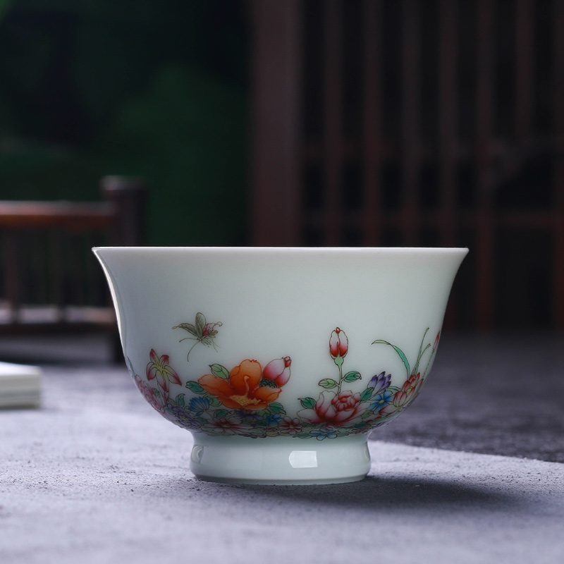 Offered home - cooked maintain fire ceramic tea cup in hand colored enamel bowl handless small jingdezhen porcelain sample tea cup