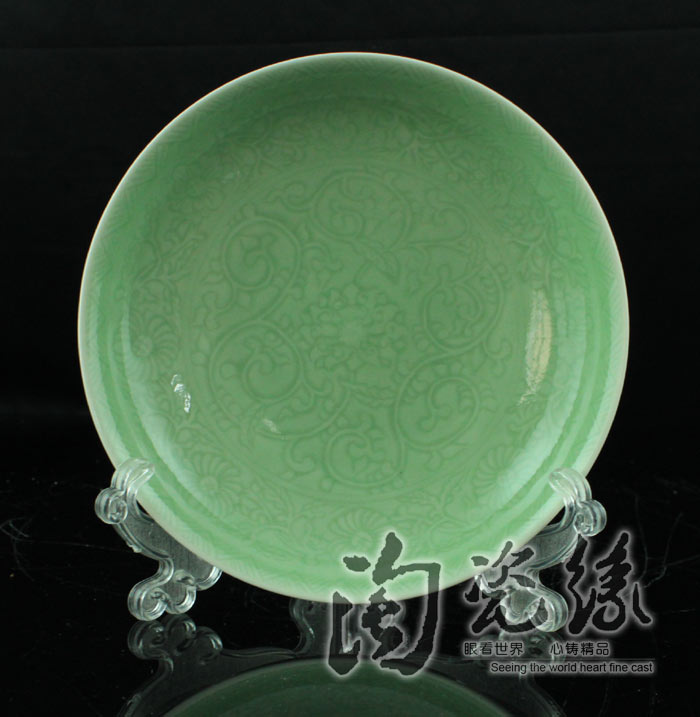 Offered home - cooked in jingdezhen engraving color glaze porcelain tableware vegetable dish LIDS, hang dish checking ceramic decoration gifts