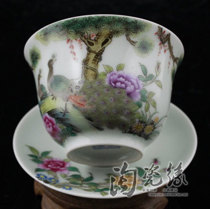 Jingdezhen Offered home - cooked r g hand - made colored enamel blue glaze porcelain tea tureen three cup with a silver spoon in its ehrs expressions using the and 】 【 taking