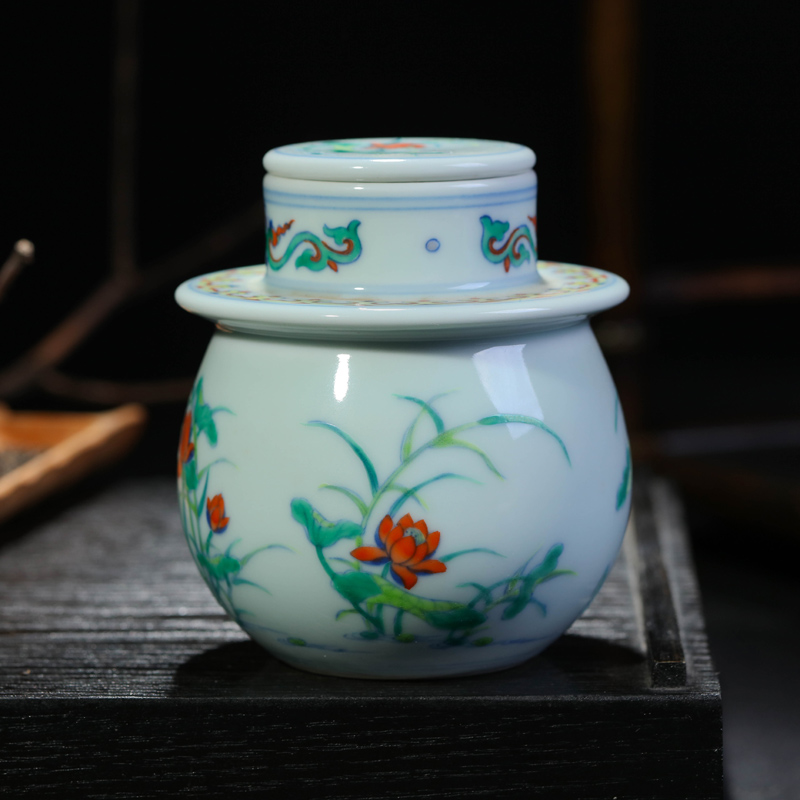 Offered home - cooked hand - made of blue and white porcelain in jingdezhen porcelain tea caddy fixings storehouse tea service manual ceramic tea storage jar