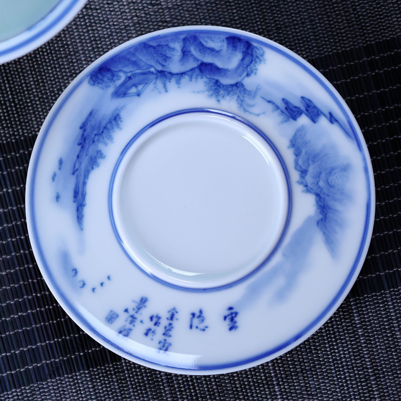 Offered home - cooked in jingdezhen hand - made ceramic tureen only three cups of tea set of blue and white porcelain cup bowl household large cup