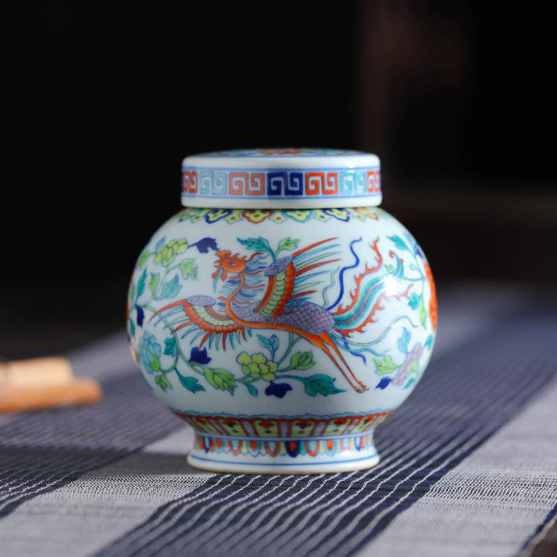 Offered home - cooked in jingdezhen porcelain tea set manually is blue and white color bucket tea caddy fixings hand - made ceramic tea storage tank