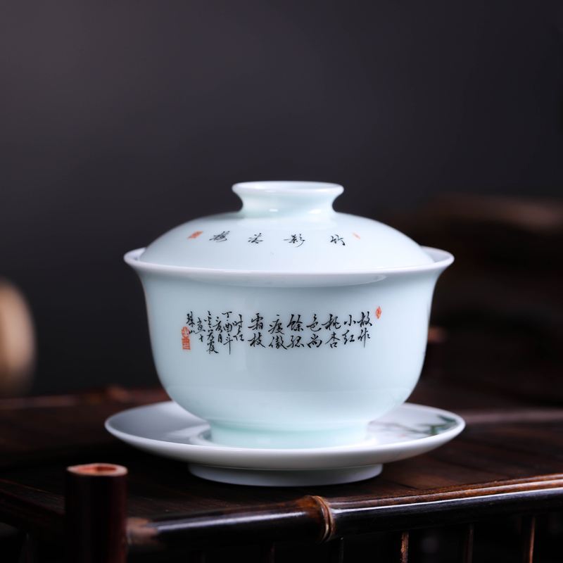 Offered home - cooked checking ceramic tea ware in tureen three teapots only hand - made famille rose tea ware jingdezhen porcelain tea set