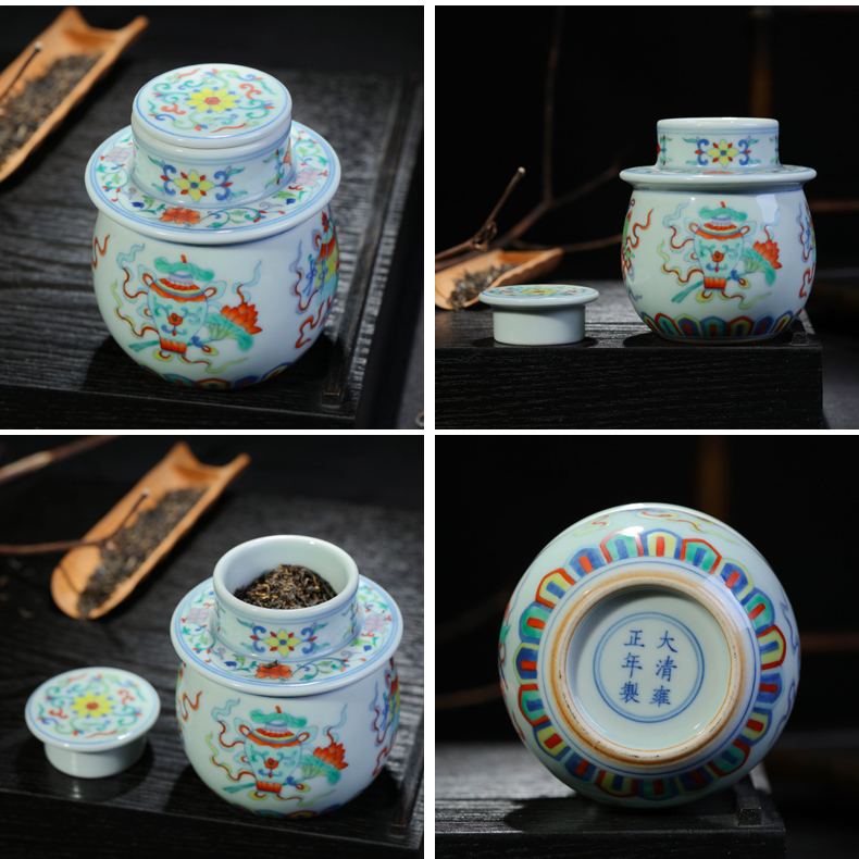 Offered home - cooked hand - made of blue and white porcelain in jingdezhen porcelain tea caddy fixings storehouse tea service manual ceramic tea storage jar