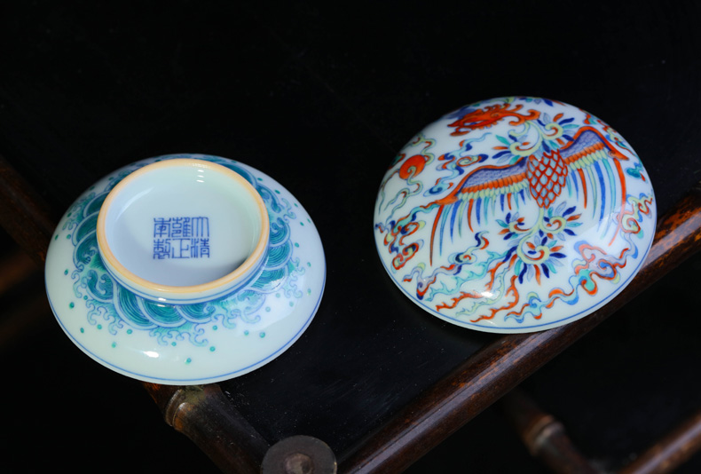 Offered home - cooked in stationery inkpad box "four furnishing articles hand - made ceramic jewelry box of jingdezhen blue and white porcelain home decoration