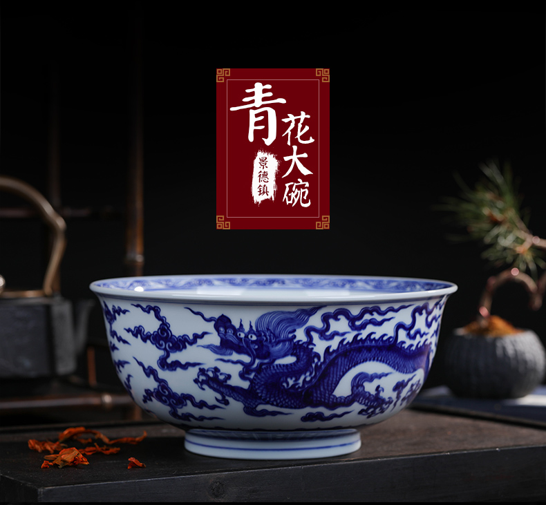 Offered home - cooked in jingdezhen blue and white porcelain bowls hand - made porcelain decoration checking ceramic bowl large bowl furnishing articles 10 inch rainbow such use