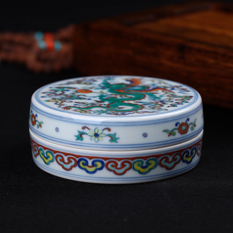 Offered home - cooked in jingdezhen ceramic ink pad jewelry box pure manual bucket color porcelain stationery furnishing articles blue and white porcelain decoration