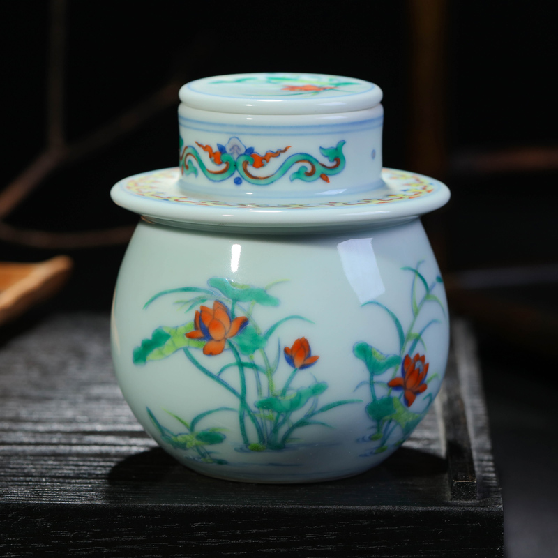 Offered home - cooked hand - made of blue and white porcelain in jingdezhen porcelain tea caddy fixings storehouse tea service manual ceramic tea storage jar