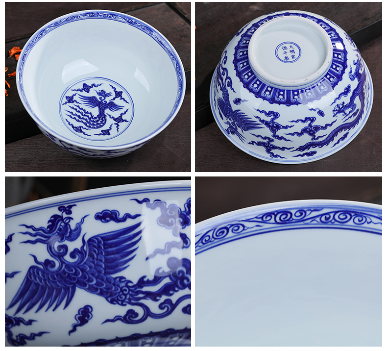 Offered home - cooked in jingdezhen blue and white porcelain bowls hand - made porcelain decoration checking ceramic bowl large bowl furnishing articles 10 inch rainbow such use