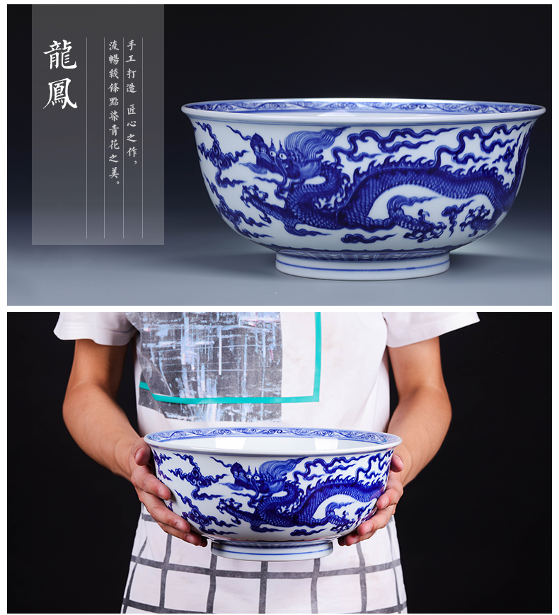 Offered home - cooked in jingdezhen blue and white porcelain bowls hand - made porcelain decoration checking ceramic bowl large bowl furnishing articles 10 inch rainbow such use