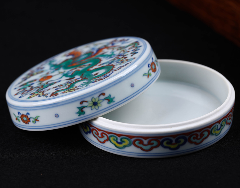 Offered home - cooked in jingdezhen ceramic ink pad jewelry box pure manual bucket color porcelain stationery furnishing articles blue and white porcelain decoration