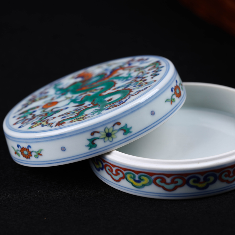 Offered home - cooked in jingdezhen ceramic ink pad jewelry box pure manual bucket color porcelain stationery furnishing articles blue and white porcelain decoration