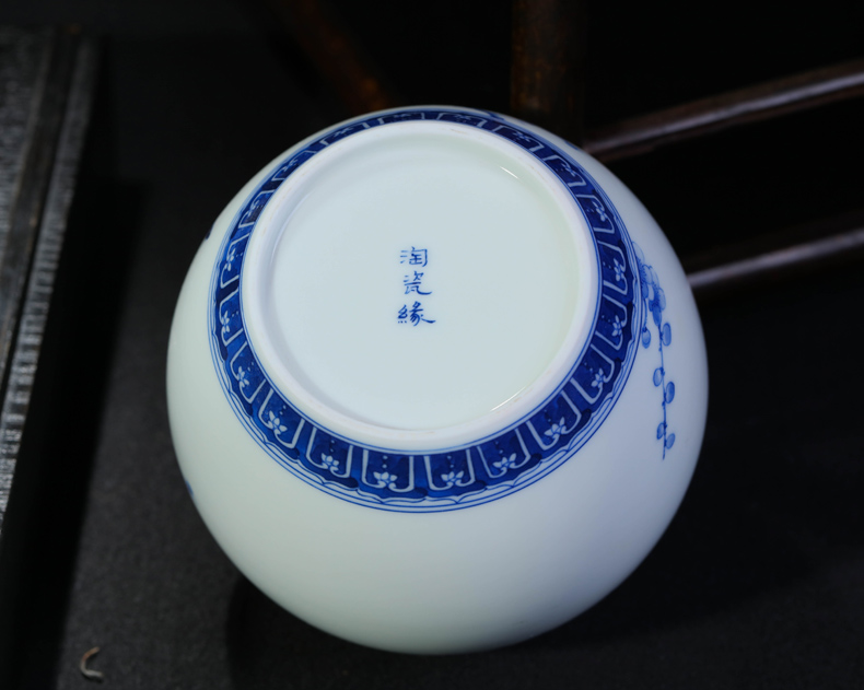 Offered home - cooked r Jin Hongxia manual hand - made ceramic tea ware jingdezhen porcelain tea caddy fixings storehouse storage tank of blue and white porcelain