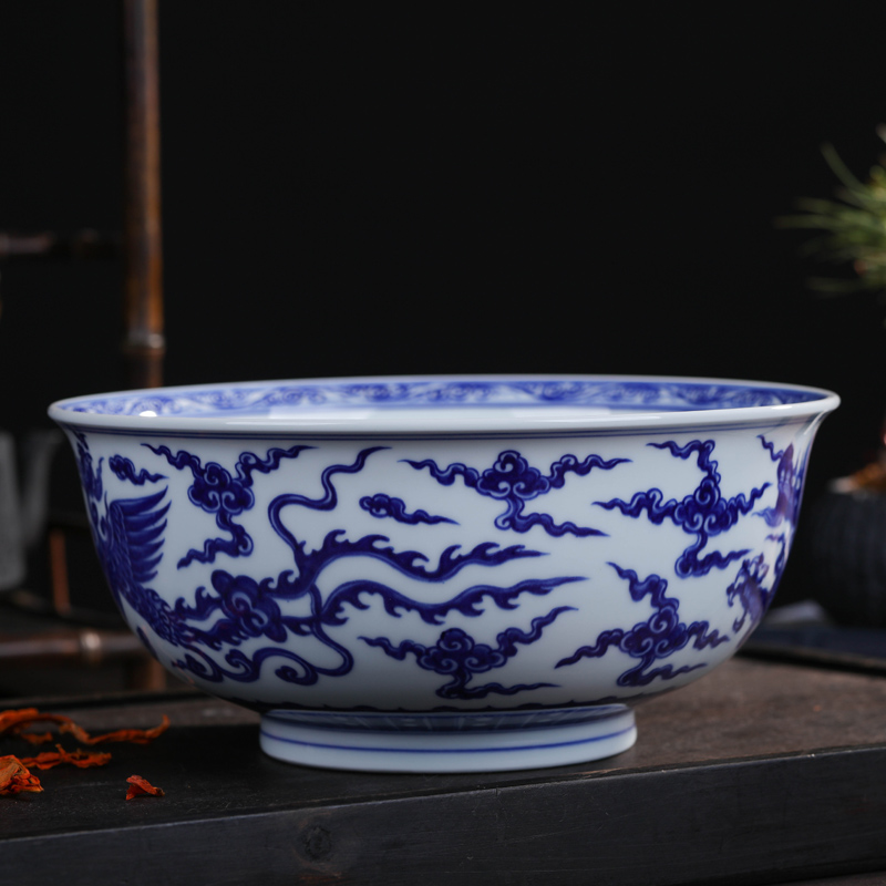 Offered home - cooked in jingdezhen blue and white porcelain bowls hand - made porcelain decoration checking ceramic bowl large bowl furnishing articles 10 inch rainbow such use