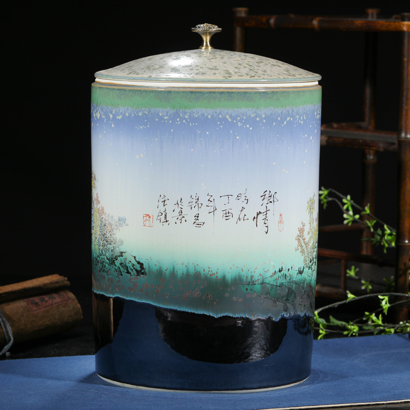 Offered home - cooked in checking ceramic tea caddy fixings CangYu prosperous hand - made color glaze porcelain tea place jingdezhen porcelain