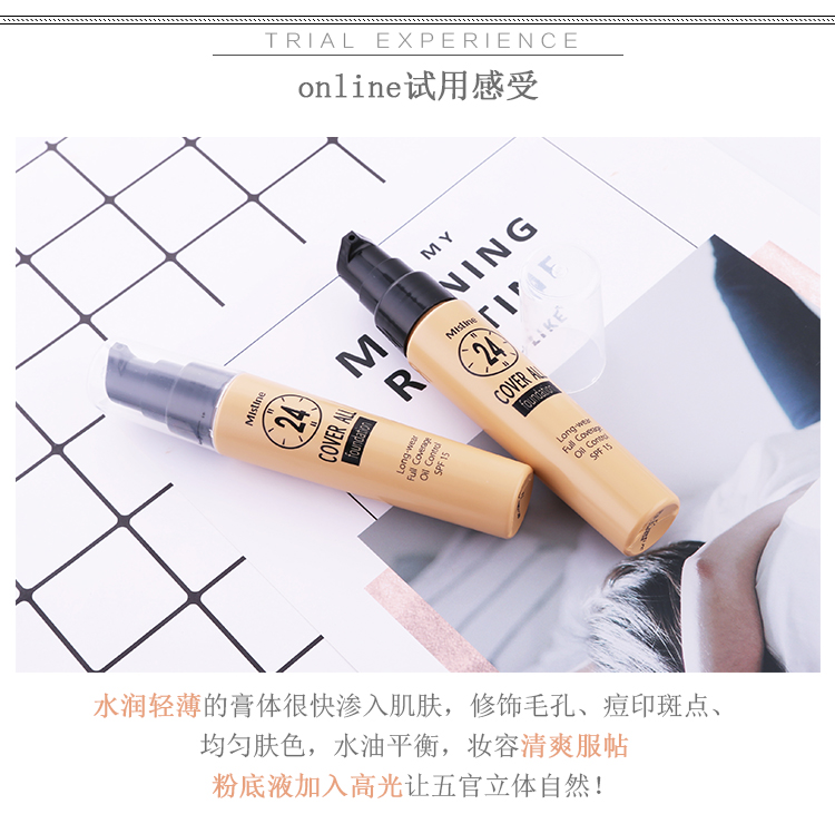 Thái Lan Mistine 24 giờ không dễ tẩy trang kem nền che khuyết điểm không thấm nước cách ly kiểm soát dầu dưỡng ẩm kéo dài 25g - Nền tảng chất lỏng / Stick Foundation phấn ohui