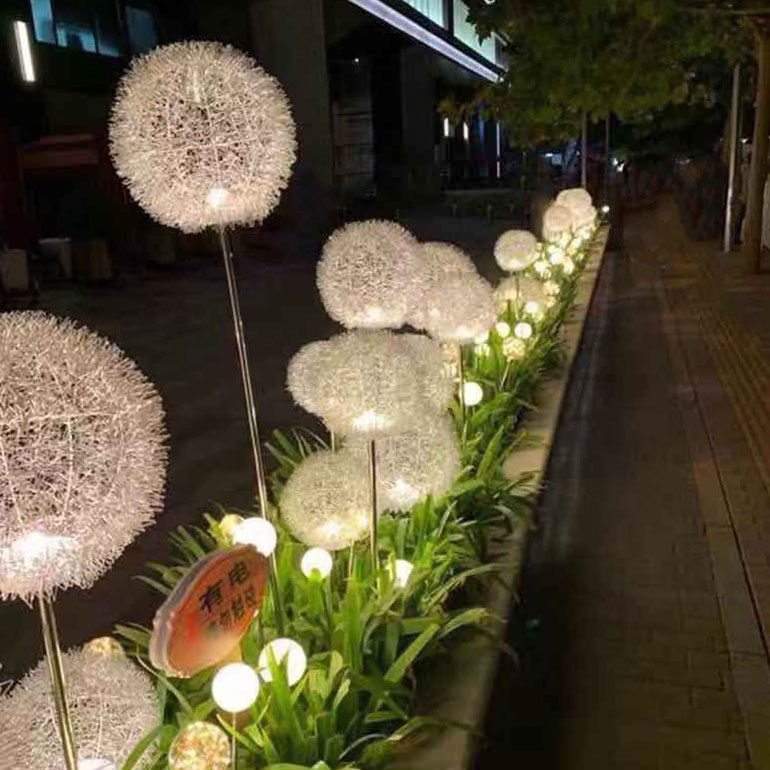 Solar Garden Forest Landscape Light Outdoor lamp Rain-proof Reed Lamp Courtyard Brightening Rain-Proof Fiber Dandelion Light