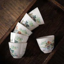 White porcelain small teacups 6 single teacups Dehui white porcelain sweet white mutton jade porcelain gold taste tea cup Master Cup