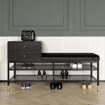 Entering the door to change shoes stool cabinet home door can be seated shoe rack integrated soft bag cushion Nordic home wearing shoes stool light luxury