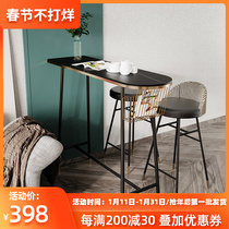 Light luxury bar table home against the wall modern minimalist Nordic living room partition family small bar rock slab high table