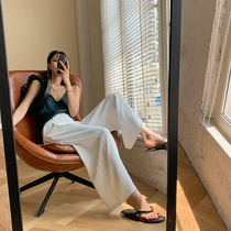 JCCC shadow white wide-leg pants womens 2020 autumn new loose high-waist hanging mopping straight pants