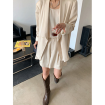 JCCC Shadow Satin Suit Suit Women's Summer Solid Color Camisole Casual Joker Shorts Three-Piece Set