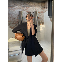 JCCC Shadow Short Sleeve Suit Jacket Women's Summer Thin Casual Black Premium Suit Joker Loose Jacket