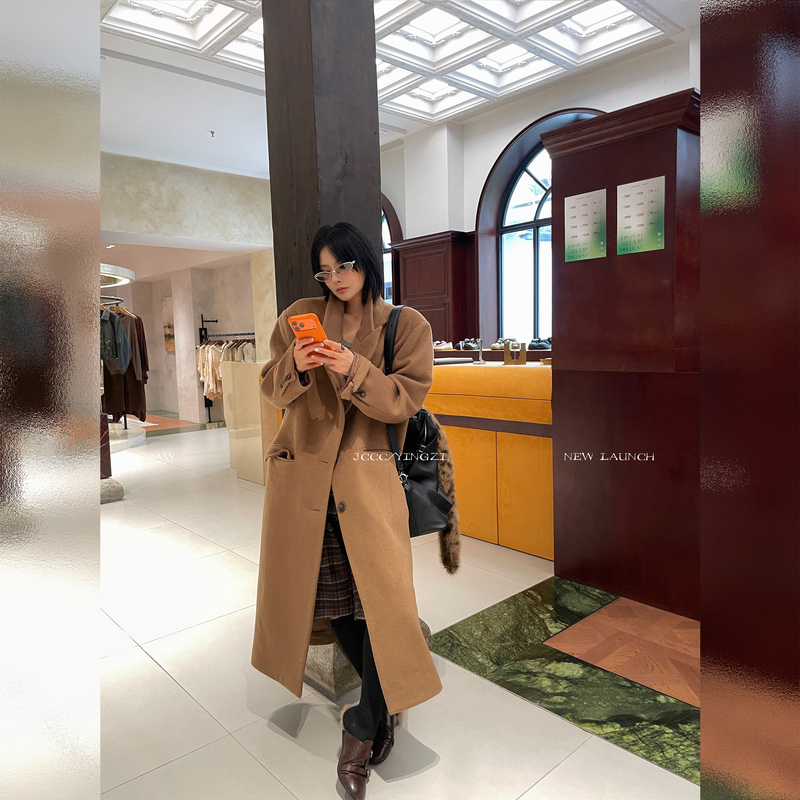 Jccc Shadow【Luke】Autumn and Winter High-End Wool Coat for Women, H-Shaped Long Single-Sided Woolen Coat That Makes You Look Slimmer