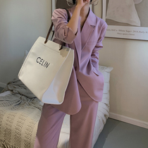 JCCC Shadow Early Autumn Suit Suit Women's Design Sense Satin Jacket Loose Straight Leg Pants Two-Piece Set