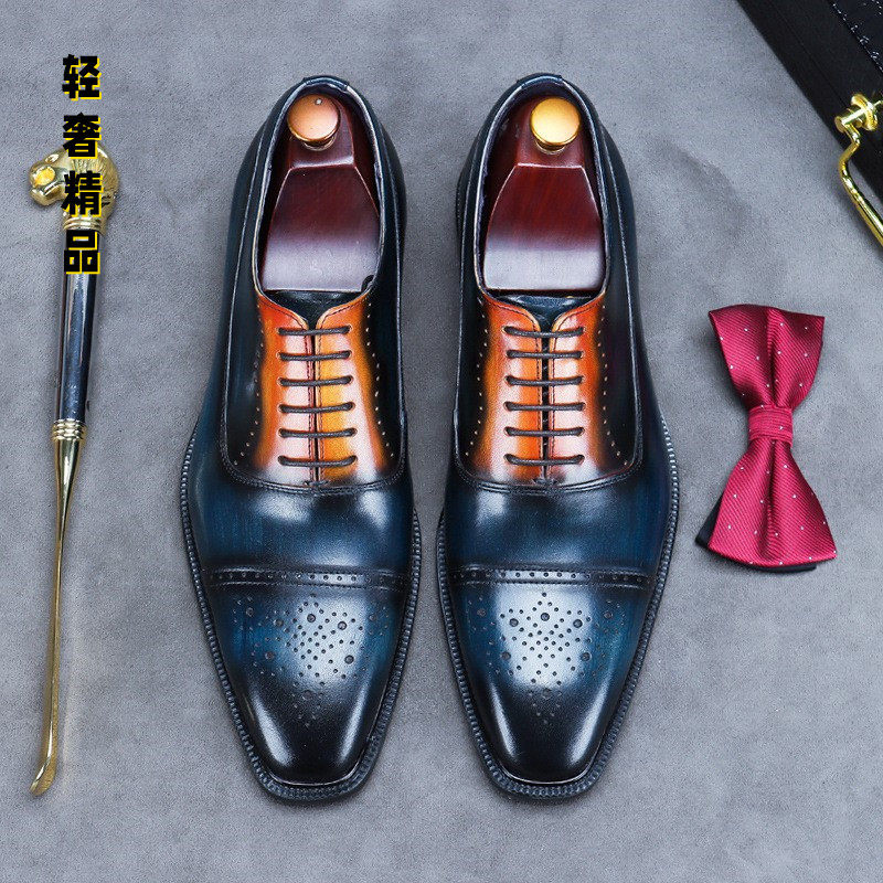 Goodyear handmade leather shoes men's top layer cowhide British style business casual men's shoes high-end light luxury fashion suit shoes