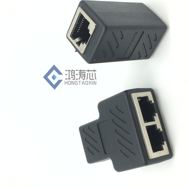 Internet straight-through head 10%-2 pair of joints RJ45 network route connector double-pass head network straight through human head model block
