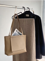 Simple versatile commuter bag front layer cowhide large capacity tote bag zippered shopping bag leather tote shoulder bag