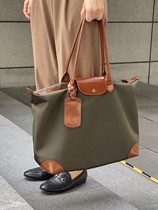Premium sense commuter tote bag hand underarm bag front layer oil wax cowhide tarp contrast computer bag travel bag
