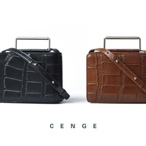 Stylish premium classic crocodile-print cowhide box bag design womens diagonal one-shoulder handbag