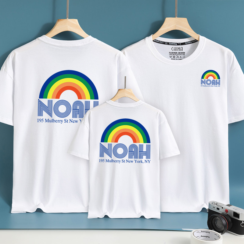 Cute parent-child summer dress small rainbow short-sleeved t-shirt a family of three and four foreign mother-child mother-daughter class clothes ins