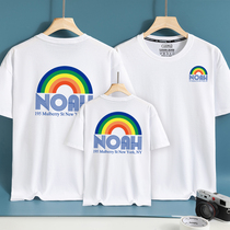 Cute Fun pro-Costume Summer Clothing Little Rainbow Short Sleeve T-shirt Family of three mouths Four-mouth foreign air mother and mother female dress class Ins