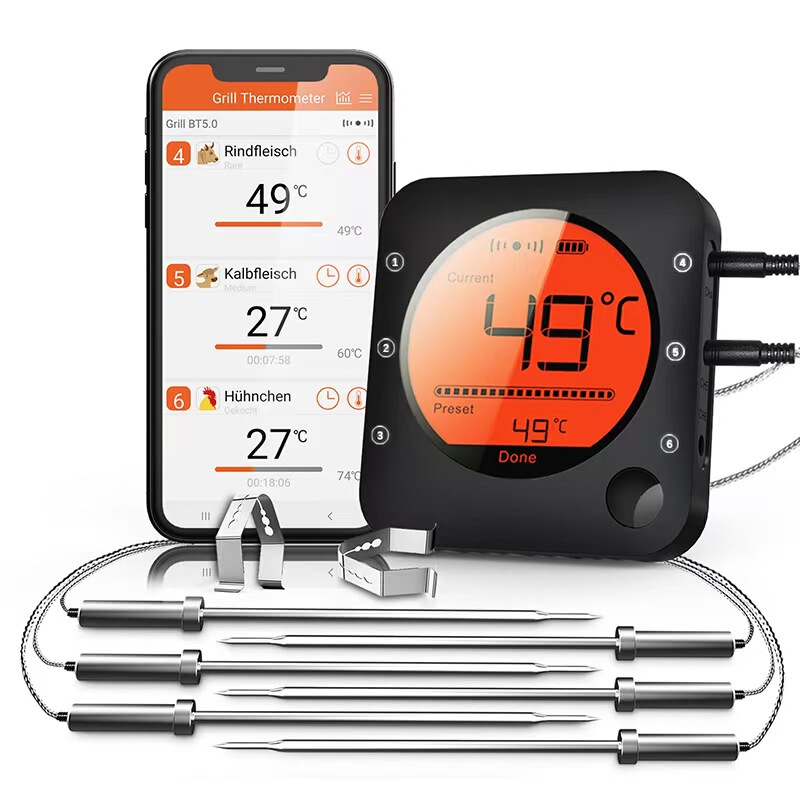 Wireless Bluetooth Digital Barbecue Meat Thermometer with High-Definition Backlight Display Waterproof Oven Meat Thermometer