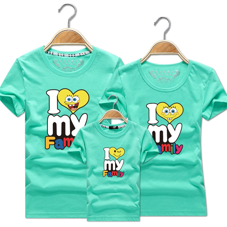 Gia đình trẻ em mặc váy mùa hè dài tay áo thun ngắn tay mẹ chồng chất một gia đình ba người yêu bông xuân hè đồ gia đình đi biển