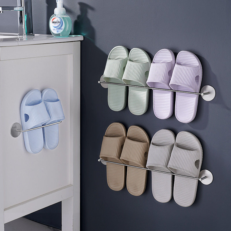 Bathroom slippers rack wall-mounted free of perforated dressing room doorway shelving shelving Stainless Steel Toilet containing devinators