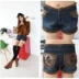 Phiên bản Hàn Quốc của Slim PU khâu da quần short viền sừng khóa quần quần nữ quần jeans mùa thu đông mới thời trang nữ đẹp Quần short