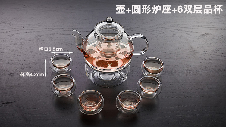 Bộ lọc thủy tinh chịu nhiệt bộ ấm trà hoa đặt hoàn chỉnh bộ ấm trà trái cây trong suốt ấm trà ấm pha trà thủy tinh có lọc